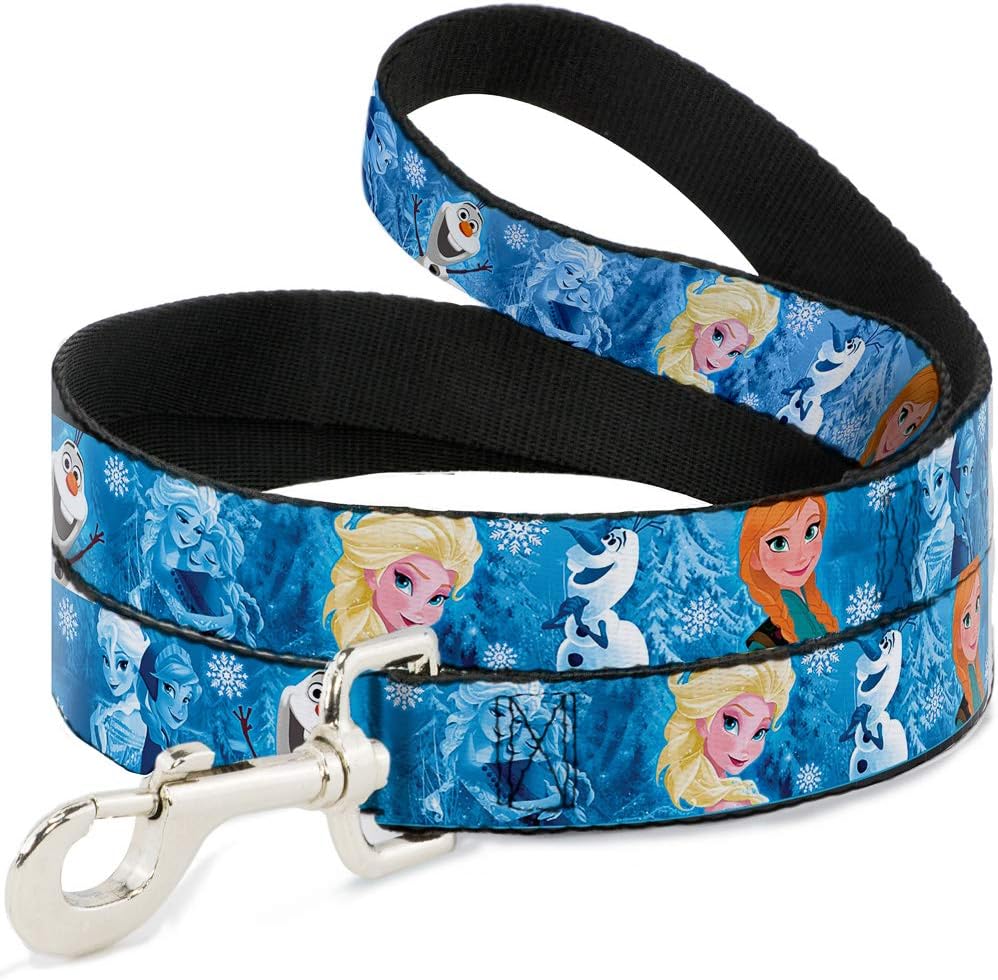 Buckle-Down Pet Leash - Frozen Character Poses Blues - 6 Feet Long - 1.5" Wide
