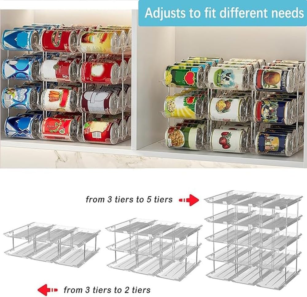 Étagère empilable Transparente pour canettes de,Clear 3Tier