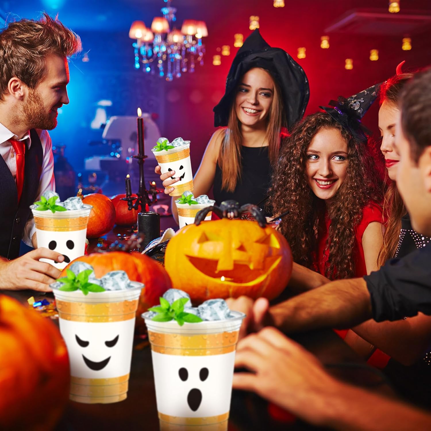 48 Pcs Halloween 12 oz Plastic Cups Ghost Design Disposable Cups for Halloween Party Beer Beverage Ice Cream Snacks - Image 6