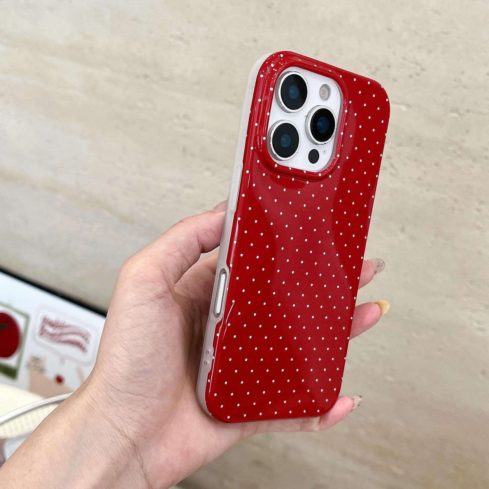 Amazon.co.jp: Reezaddin ビンテージ レッド 水玉 スマホケース iPhone