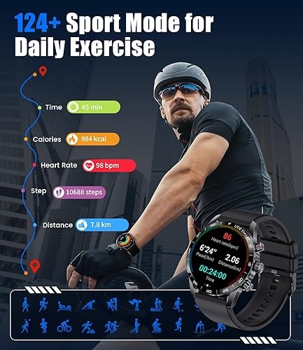 Miniatura 4 de LIGE Relojes inteligentes para hombres, reloj inteligente de 1.32 pulgadas con llamadas Bluetooth, mensajes de empuje, 20 modos deportivos de