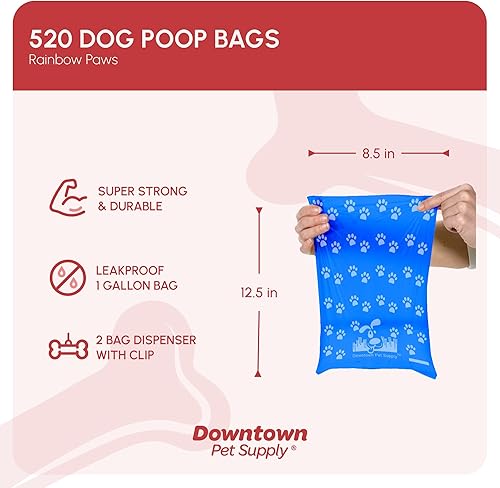 Miniatura 10 de Downtown Pet Supply - Bolsas grandes para excrementos de perro con 2 clips para correa de perro y dispensadores de bolsas de excremento - Bolsas de