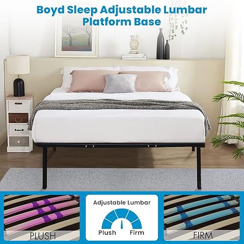 Miniatura 4 de Boyd Sleep Base de cama de plataforma de metal de 14 pulgadas de alto con soporte de listones de madera, zona lumbar ajustable de firme a felpa, no