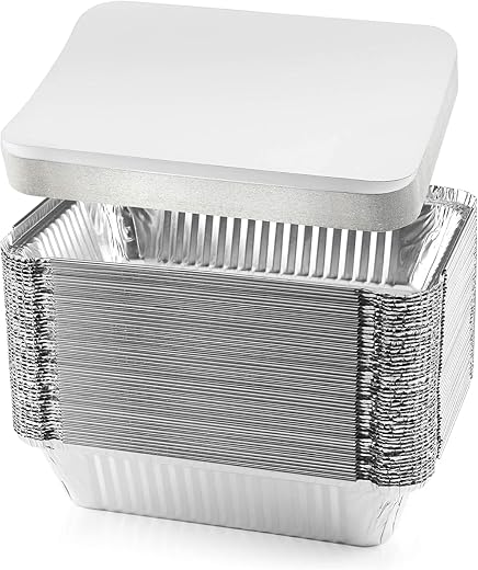 WRAP ON Aluminium Foil Container 660ml | Pack of 25 with Lid | Large | Food Silver Storage Disposable Food Packing Contain...