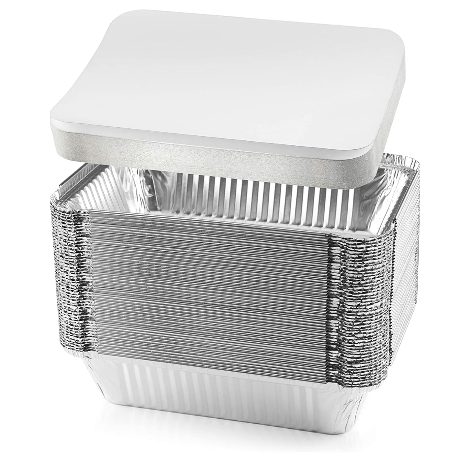 WRAP ON Aluminium Foil Container 660ml | Pack of 25 with Lid | Large | Food Silver Storage Disposable Food Packing Contain...