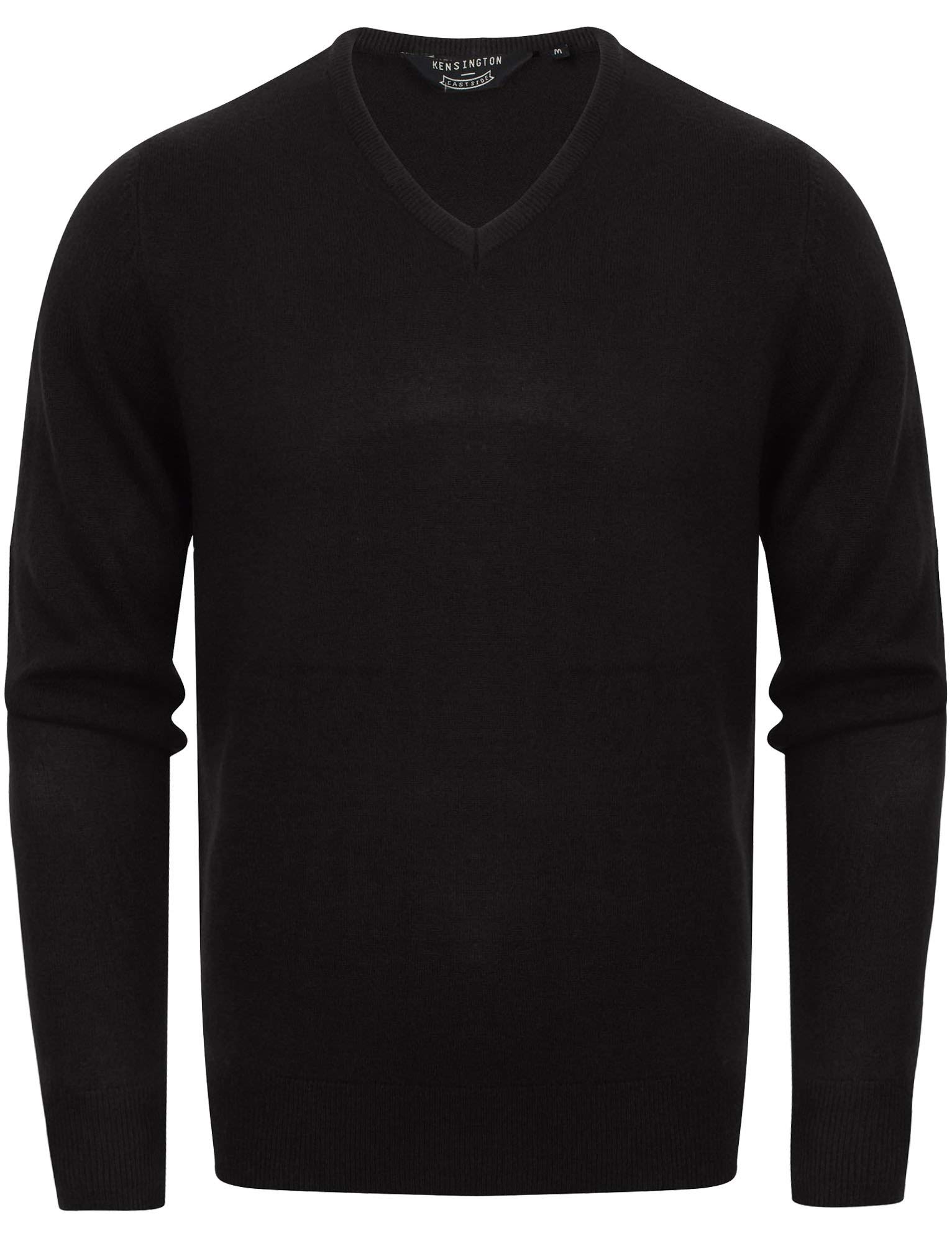 Kensington Eastside Men's Silvo - Black Silvo Soft Cashmillon V Neck Jumper In Black - M