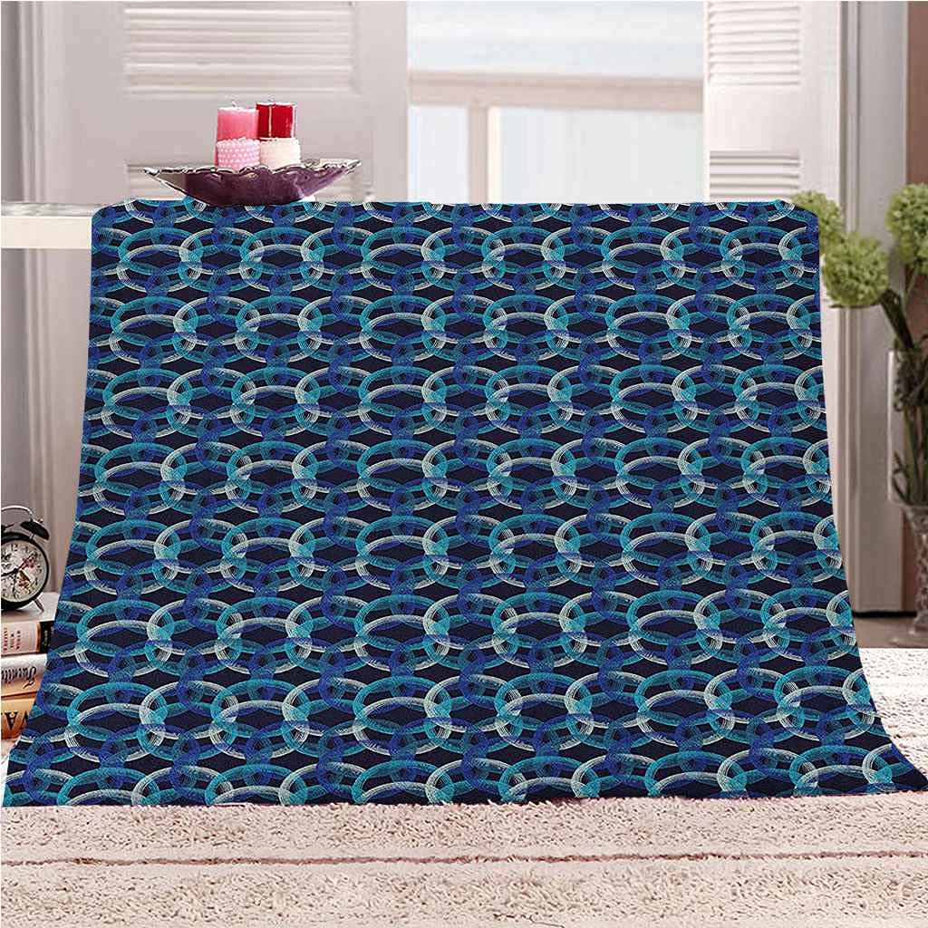 Couverture polaire en flanelle microfibre 150x200cm à motif de noeud bleu
