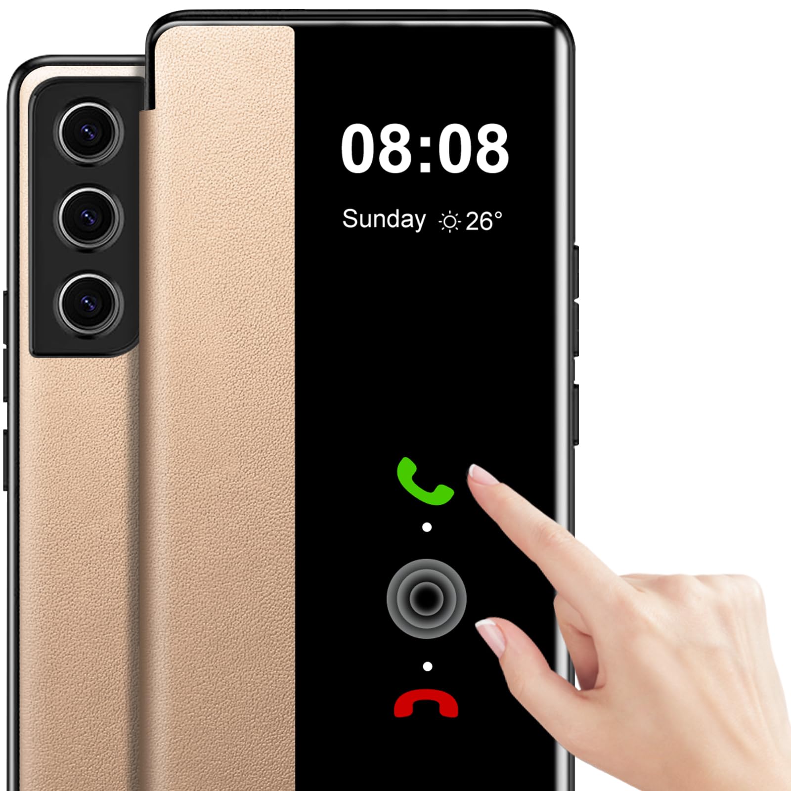 Coque Cuir PU Samsung S23 Plus Étui Folio Haute Finition Dorée - 8