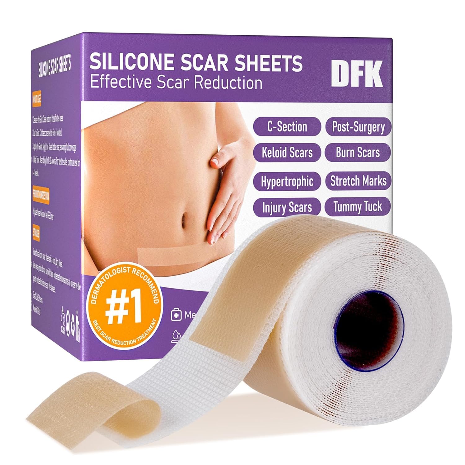 Silicone Scar Sheets, Silicone Scar Tape(1.6"x 118" Roll-3M), Reusable Professional Scar Silicone Strips, Soft Silicone Scar Sheets for Surgical Scars,Keloid,Acne Scars,Burn Scar,C-Section