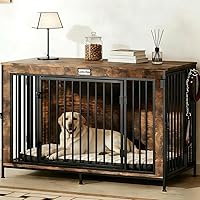 Vista 1 de Mueble XL para perros de 48 pulgadas Perrera para perros extra grande resistente y antimasticación Centro de entretenimiento de madera rústica