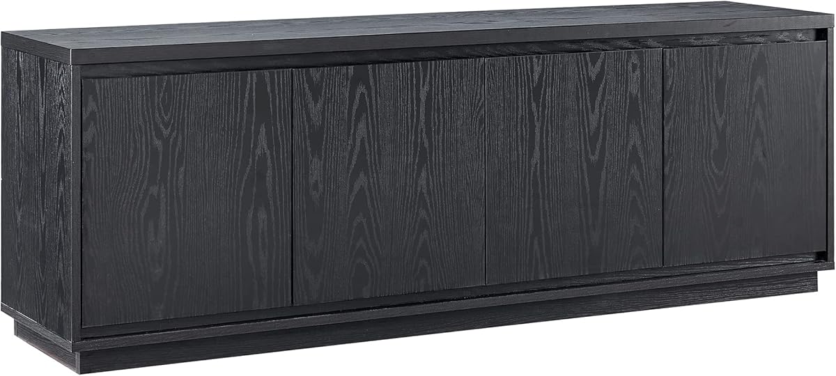 Henn&Hart TV Stand for TVs up to 75" with 2 Concealed Storage Cabinets and Adjustable Shelves for Living Room, Family Room, or Office, Black