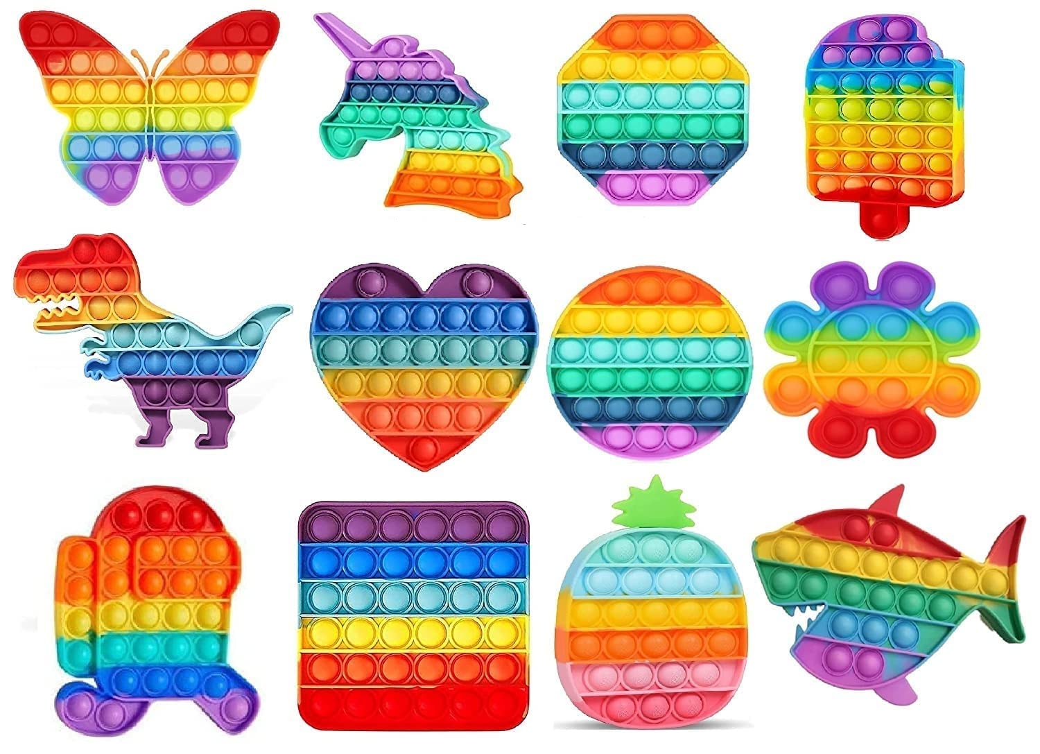 Royals Hub Poppet Pop It Fidget Toys, Push Pop Bubble Fidget Sensory Toy, Autism Special Needs Silicone Stress Relief Toy, Great Fidget Toy for Kids and Adults Unicorn Heart Pineapple (Set of 3) (B09RX37V2K) Amazon Price History, Amazon Price Tracker