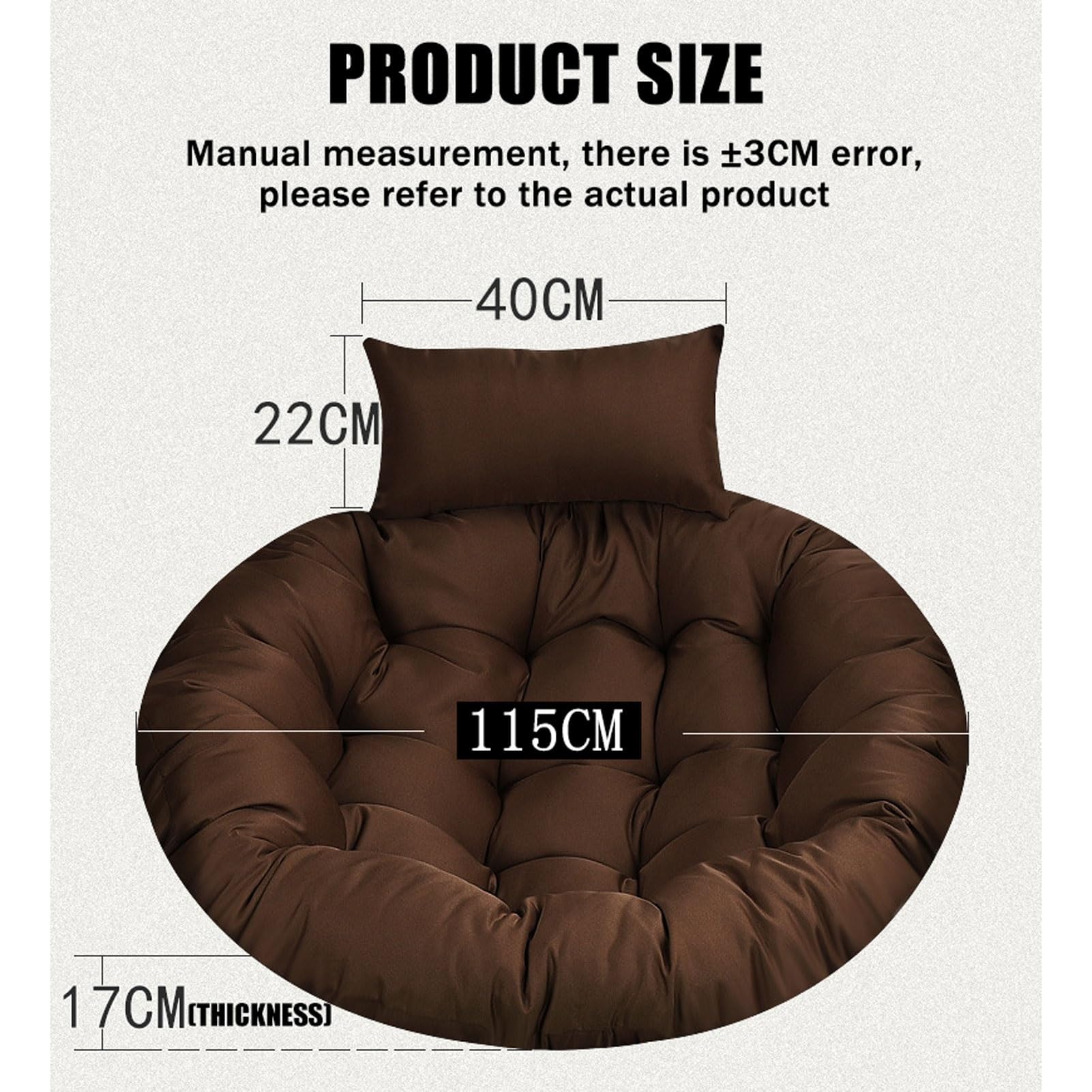 Outdoor wiszący fotel zastępczy brązowy średnica 125 cm poduszka na fotel wiszący