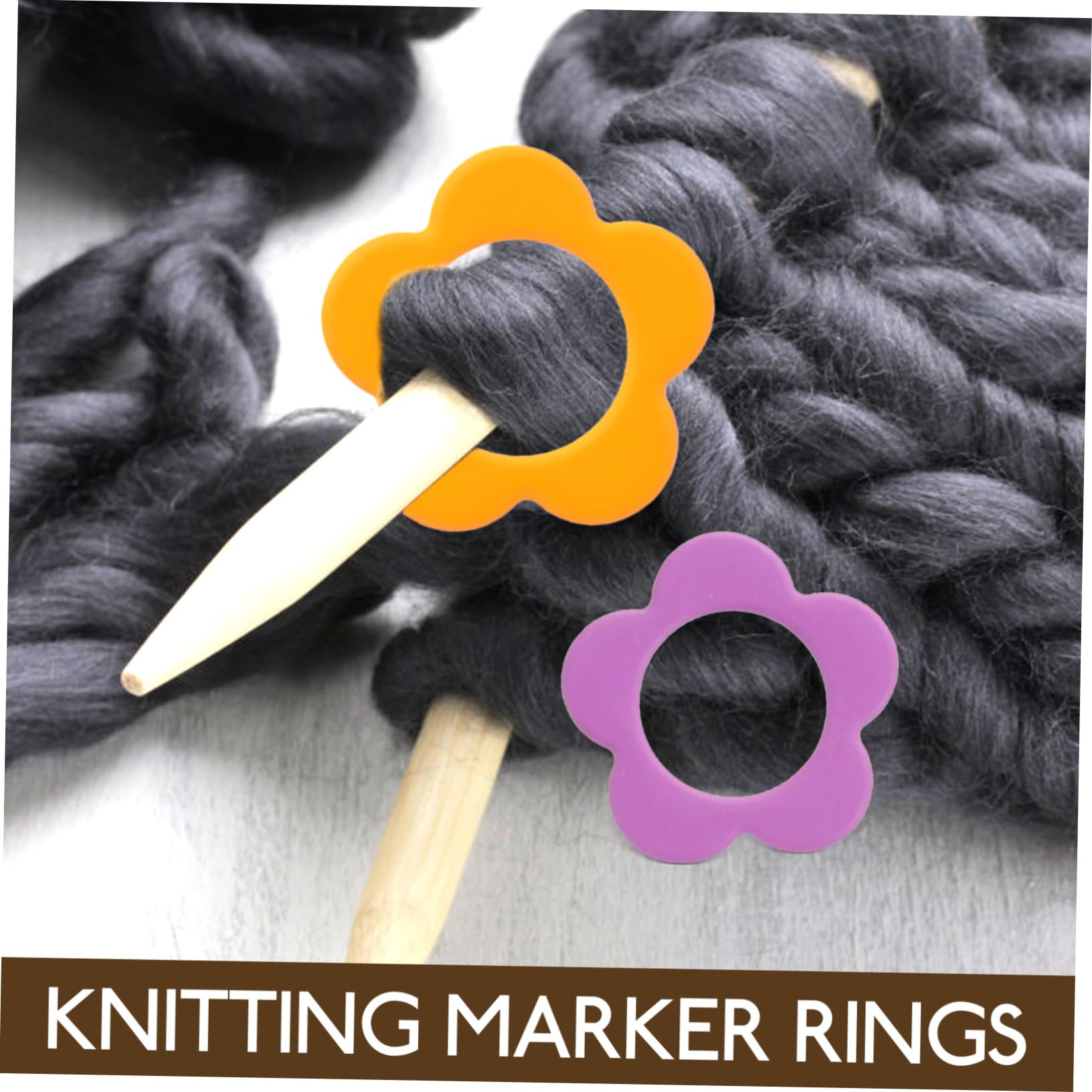 NUOBESTY 3sätze Blumenförmige Maschenmarkierer Für Stricken Und Häkeln Farbige Metallringe Mit Holzaufbewahrungsbox Für -bastelprojekte Und Kreatives Handwerken