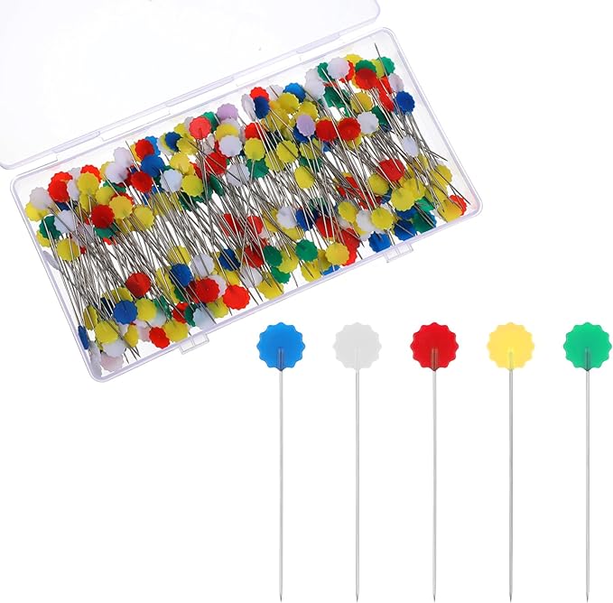 Amazon.com: Guduling 300pcs Flathead Pins for Sewing, Flowerhead Pins ...