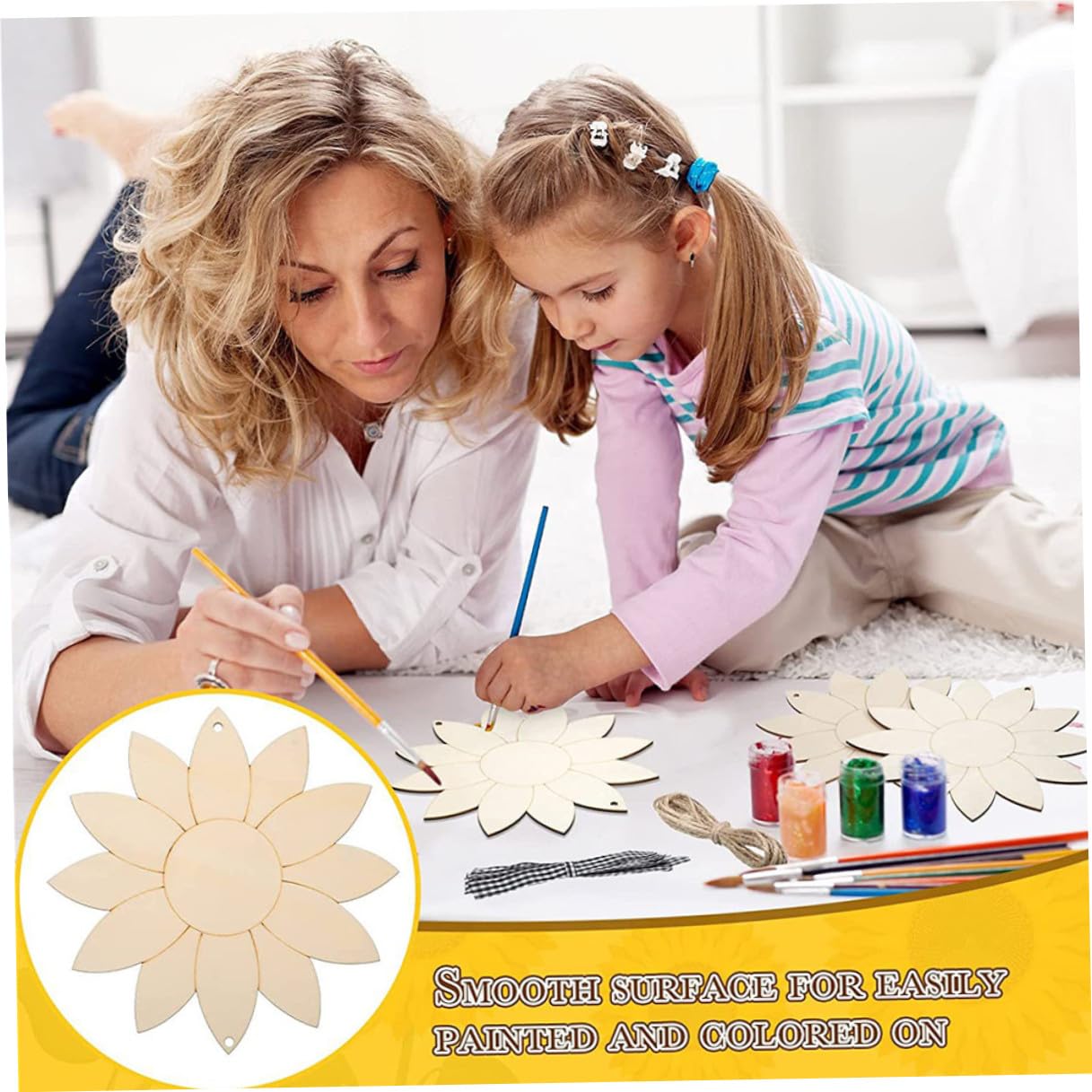 Housoutil 4 Set Sagome Legno Grezzo Non Finite per Decorazioni Fai da Te con Nastro e Corda per Feste Pittura e Graffiti Creativi