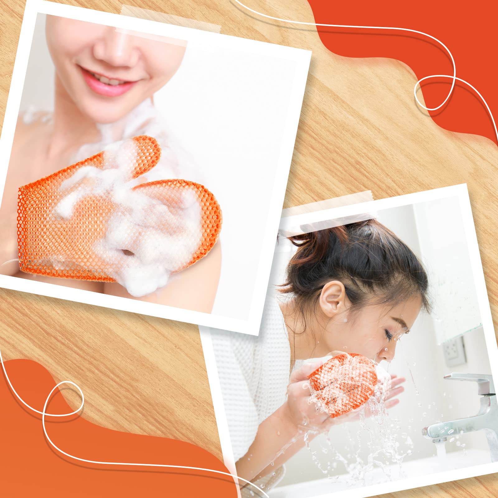 Karenhi Set esfoliante a nido d'ape, per viso e corpo, include guanto da bagno esfoliante a nido d'ape per doccia corpo, spugna esfoliante per il viso, asciugatura rapida (arancione)