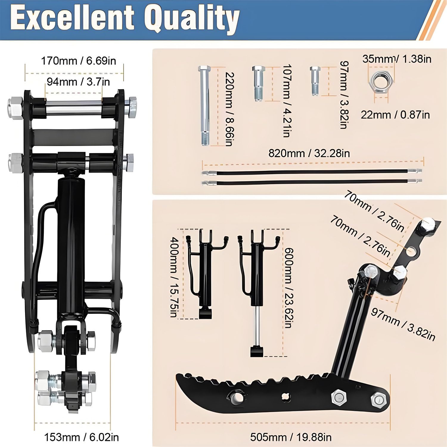 Robuste Hydraulische Greifklaue Für Minibagger – 1-Loch-/3-Loch-Baggerdaumen Inkl. 2 Hydraulikschläuchen Und Schrauben – Multifunktionale Zusatzklemme Für Baggerlöffel Threeholethumbclip