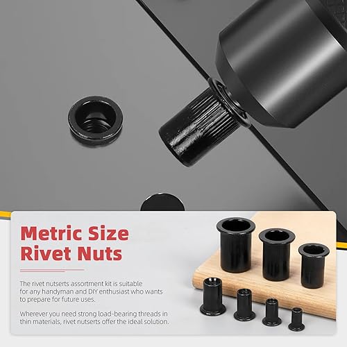 Miniatura 3 de Hilitchi 100 tuercas de remache M3, tuerca roscada de acero al carbono galvanizado roscado tuerca de remache negro