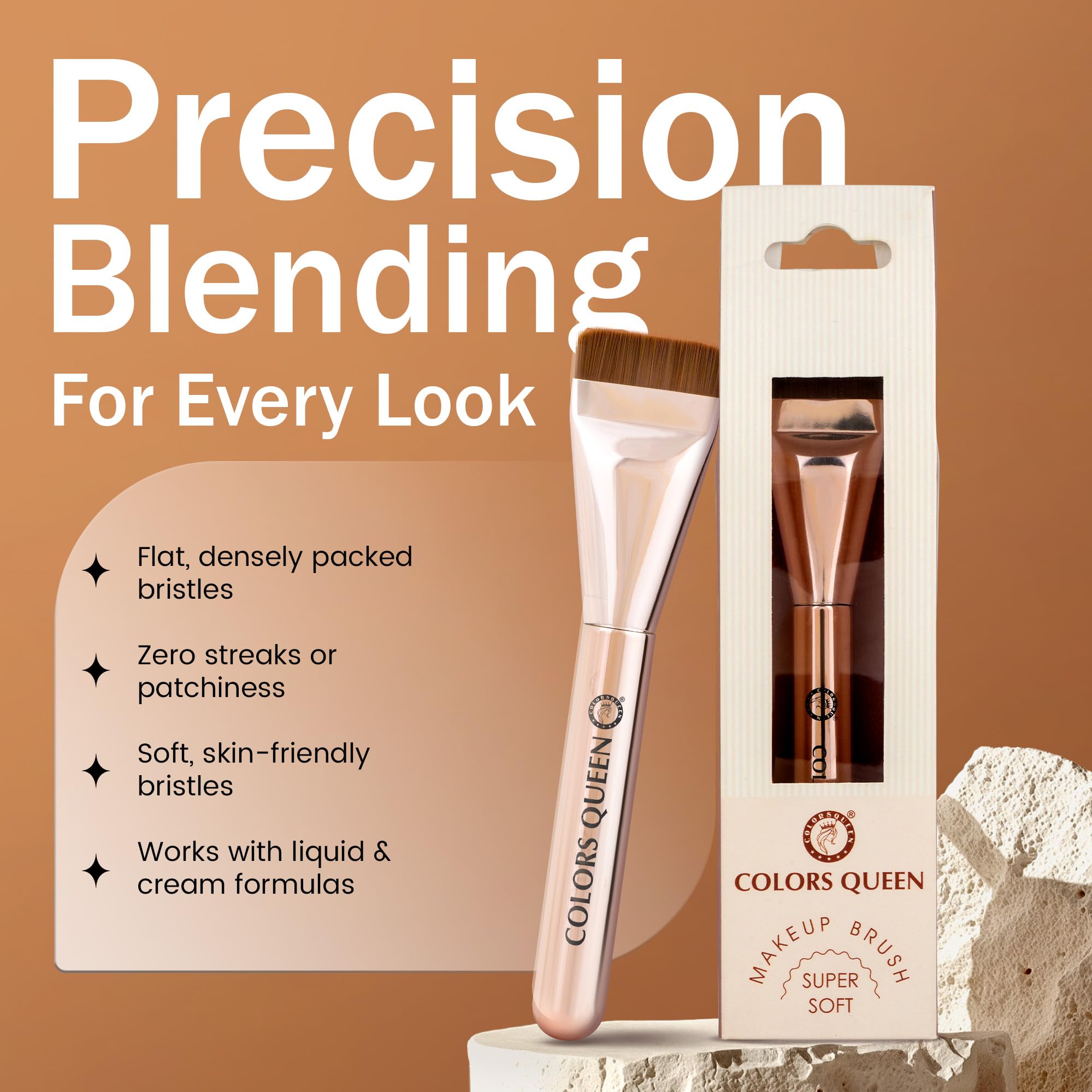 Colors Queen Ultra Thin Flat Foundation Makeup Brush for Glass Skin for Blending Liquid & Cream Foundation | High Density Bristles for Streak Free Application - Image 2 thumbnail