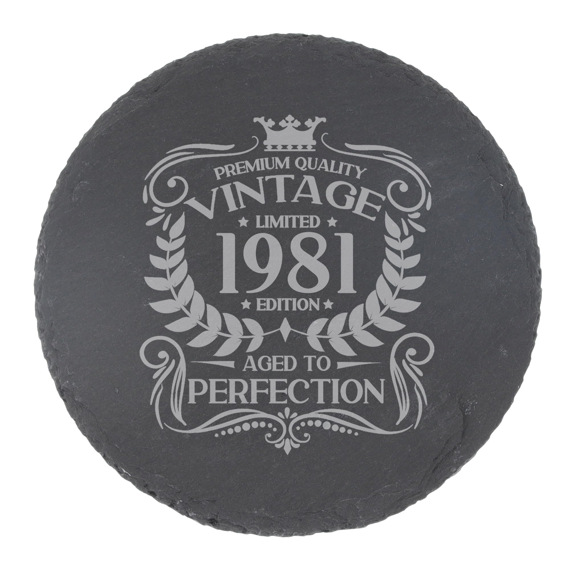 80th Birthday Gift for Men Vintage 1946 Aged to Perfection Engraved Slate Coaster Present for 80 Year Old Etched Natural Slate Placemat (Round Slate) — view 147
