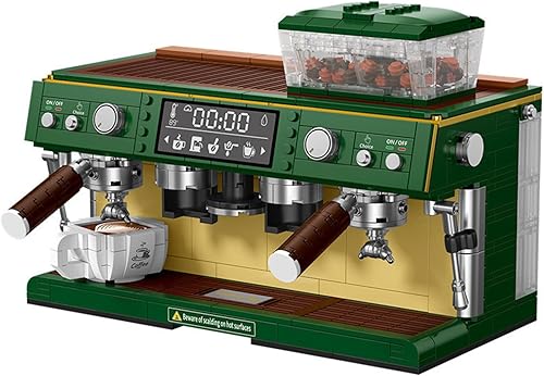 Juego de construcción de máquina de café para adultos 928 piezas kit de bloques de cafetera de doble cabeza, modelo clásico de colección de