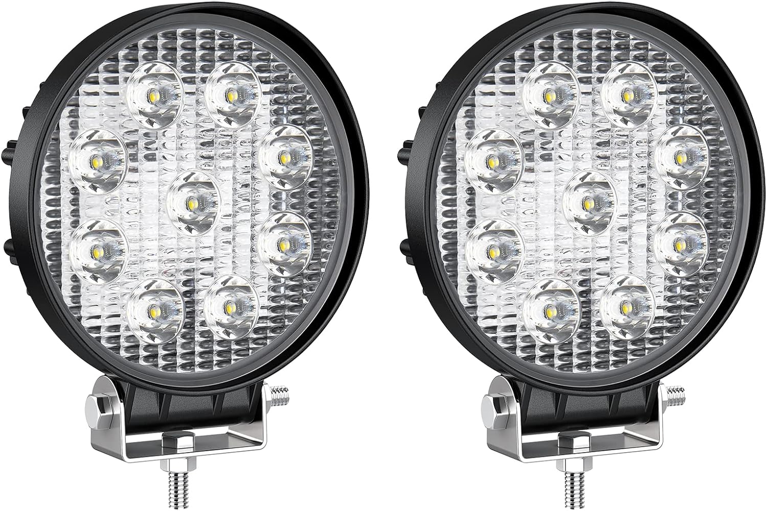 YITAMOTOR LED Light Bar 2PCS 4 Inch 27W Round LED Light Pods Work Light Flood Beam Off Road Driving Light Fog Lights Waterproof Truck Tractor Car Boat Motorcycle ATV SUV 4WD 12V 24V, 2 Year Warranty