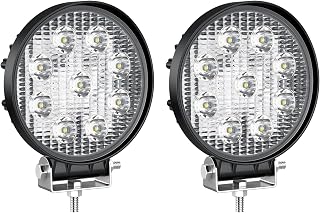 LED Light Bar YITAMOTOR 2PCS 4 Inch 27W Round LED Light Pods Work Light Flood Beam Off Road Driving Light Fog Lights Waterproof Truck Tractor Car Boat Motorcycle ATV SUV 4WD 12V 24V, 2 Year Warranty