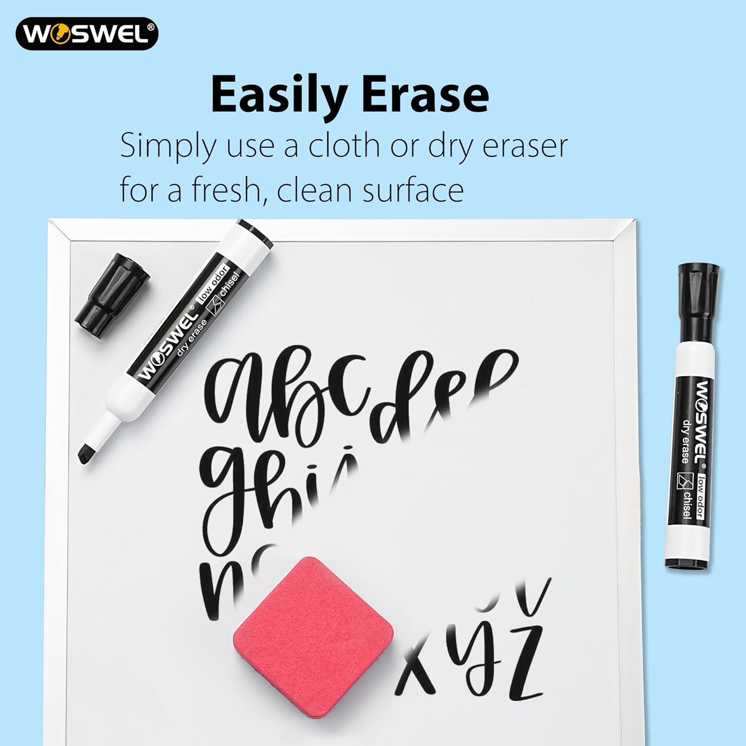 WOSWEL Dry Erase Markers, Chisel Tip Whiteboard Markers, Low Odor Thick Dry Markers, 100 Bulk 10 Assorted Colors for Teachers, Classroom, Office & Home Use