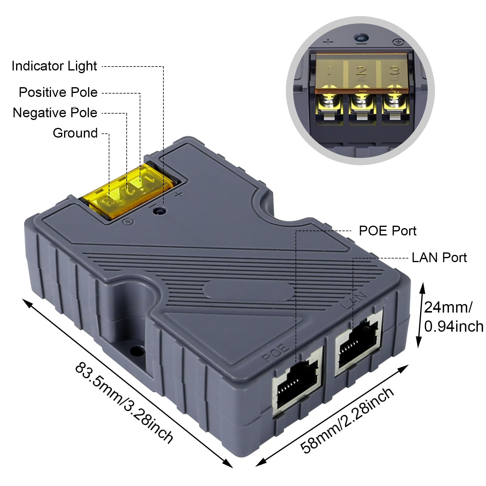 Starlink Injecteur PoE 150 W GigE, convertisseur Starlink DC Step Up 12 V vers 48 V avec ABS Protection Contre Les surtensions et ESD, supporte Starlink V2 Internet Kit réseau Satellite (2PCS)