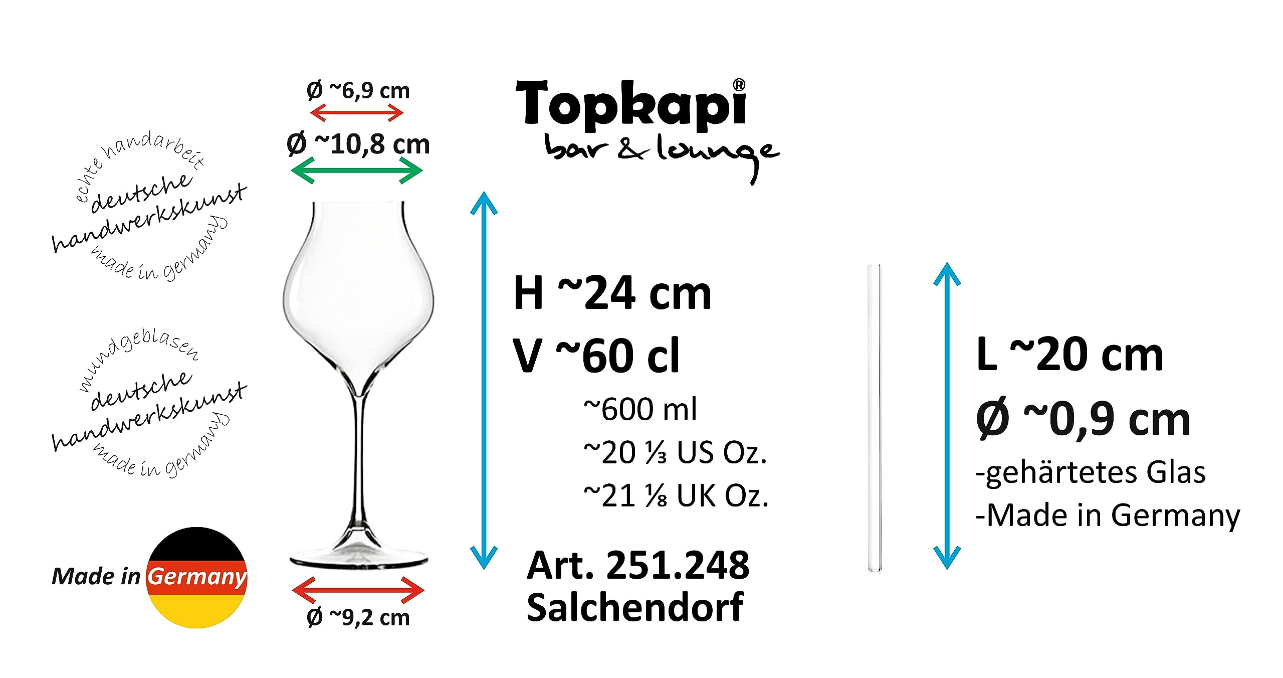 Topkapi elite Aperol Spritz Set Salchendorf XL - 2 Kelch Gläser 600ml | inkl. Glasham-Set, Mundgeblasen, Handarbeit, Bleifreies Kristallglas, Ideal z.B. für Lillet Wild Berry und Spritz Cocktails