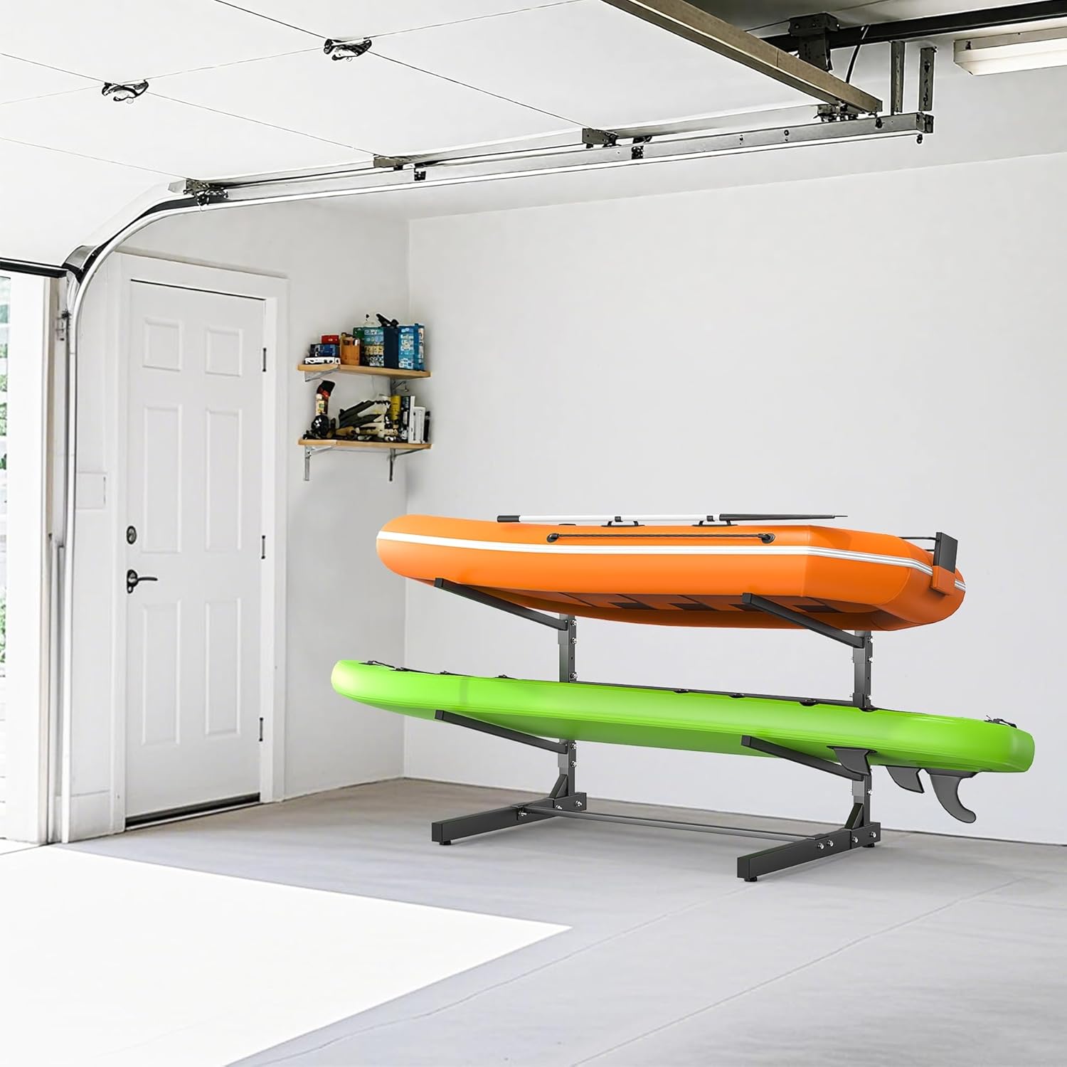 TORACK Garage Floor Kayak Storage Rack, Heavy-Duty Freestanding Metal Kayak Storage Stand