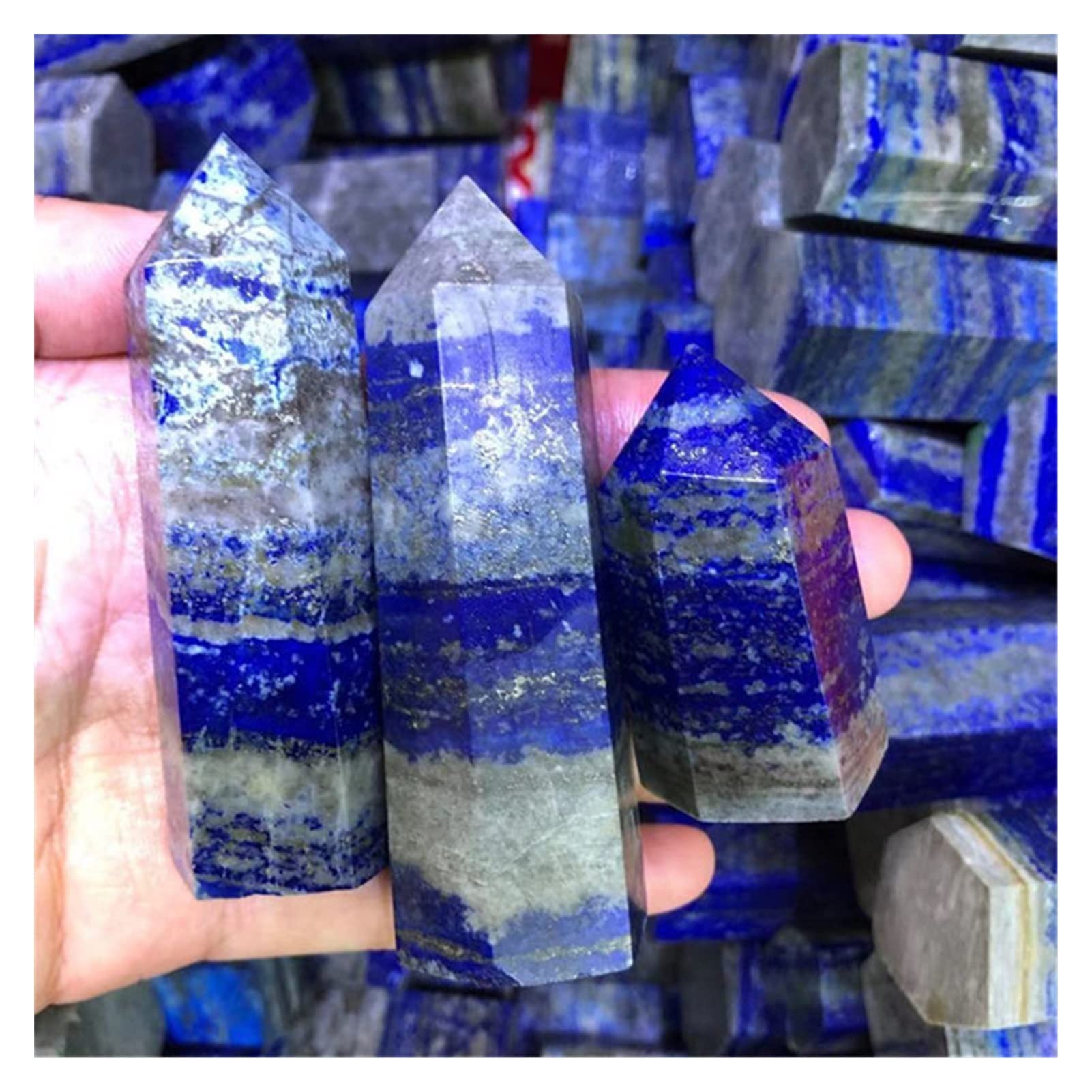 Lapislázuli torre de cristal natural pulida a mano con base áspera
