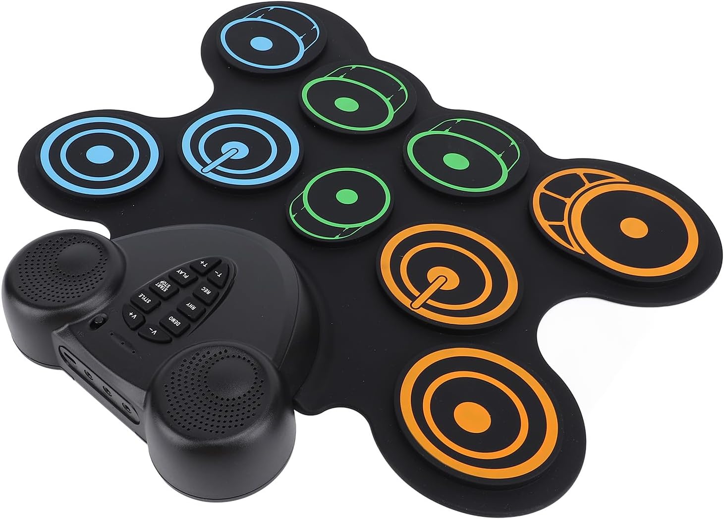 RiToEasysports Roll Up Practice Drum Pad Portable Electric Drum Set USB Rechargeable with Dual Speaker Soft Pads Lightweight for Music Games Gifts