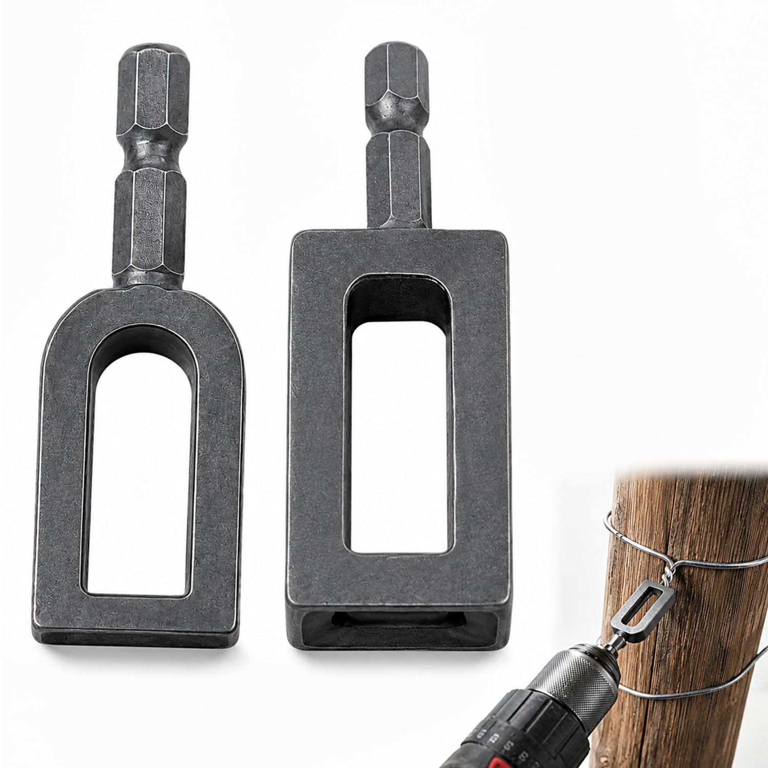 Wire Twisting Tool for Drill, Carbon Steel Wire Twister Tool for Drill, Curved and Square Drill Wire Twister, Wire Twisting Drill Bit for Fence Wire, Tie Wire and DIY Cable Work