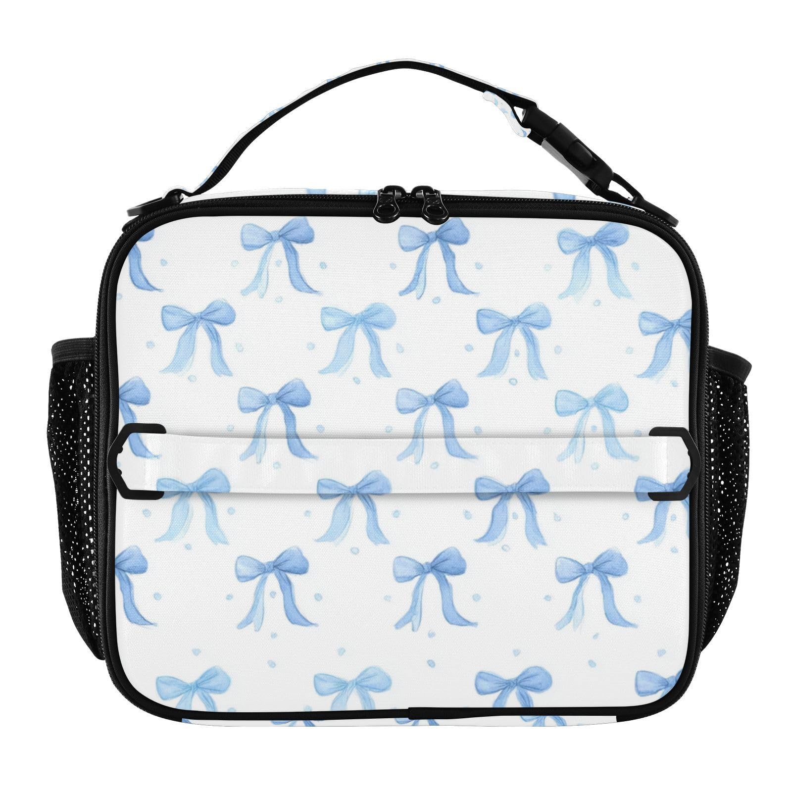 Kcldeci Blue Bows, borsa termica per il pranzo per bambini, grande, borsa termica per il pranzo, borsa termica per il pranzo, cestino per il pranzo per la scuola per ragazzi