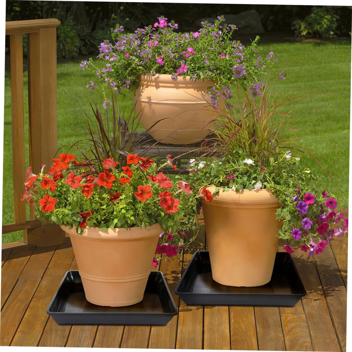 HANABASS 6pcs Heavy Duty Plastic Plant Saucer Tray Square Water Catcher for Use Durable Drip Trays for Flower Pots Stylish Design for Garden Balcony Plants