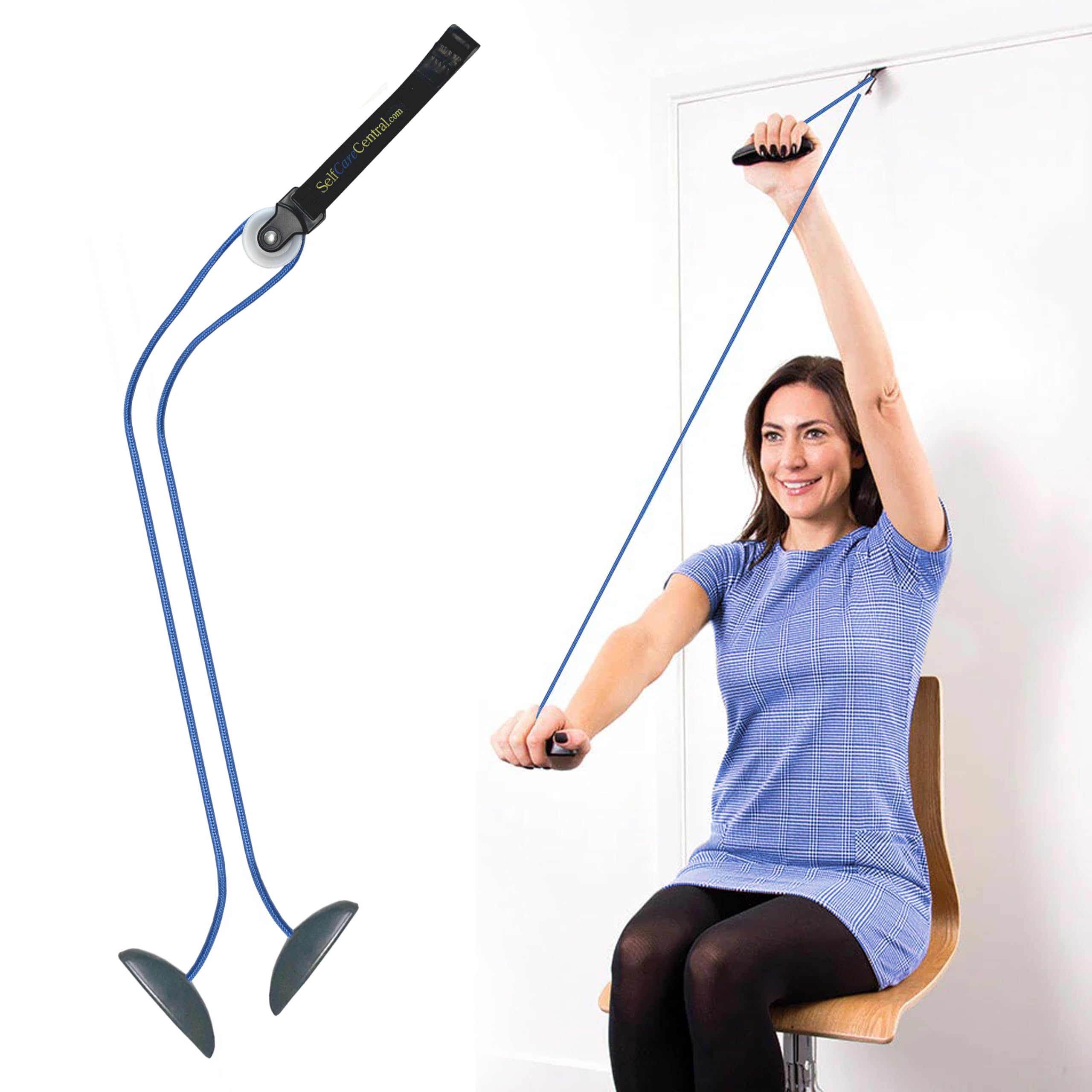 SelfCareCentral Shoulder Pulley for Physical Therapy | Over-The-Door Pulley System for Shoulder Rehab | Shoulder Exercise Equipment