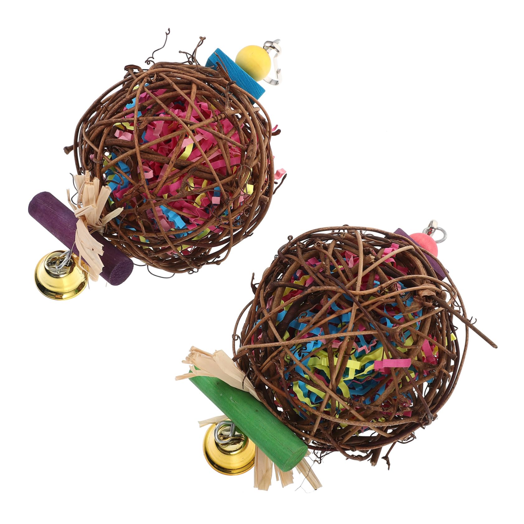 BESPORTBLE 6 Pièces Jouet Balle Perroquet Takraw Jouet De Nourriture à Mâcher Perroquet Oiseau s Perroquet Cage à Oiseaux Fibres Végétales Papier Soie D'