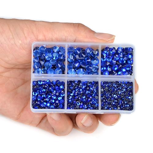 Miniatura 4 de LPBeads 6400 diamantes de imitación termoadhesivos de zafiro y esmeralda, parte trasera plana, 5 tamaños mixtos, gemas de cristal redondas con