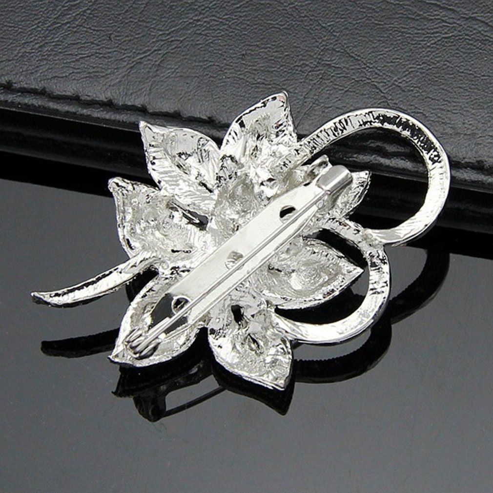 Broche Vintage En Argent Avec Strass - Occasion - Pierre Et Métal
