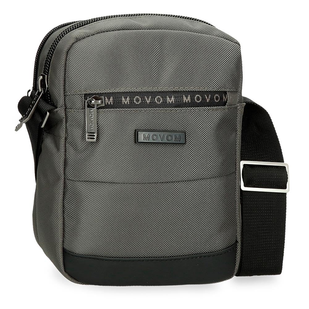 Movom Buster Borsa a tracolla Due scomparti Grigio 17x22x7,5 cm Poliestere con dettagli in pelle sintetica by Joumma Bags, grigio, Borsa a tracolla a due scomparti