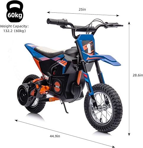 Miniatura 3 de Motocicleta de paseo para niños, automóvil eléctrico de 24 V para niños, bicicleta de cross eléctrica máxima de 13.6 MPH con velocidad variable,