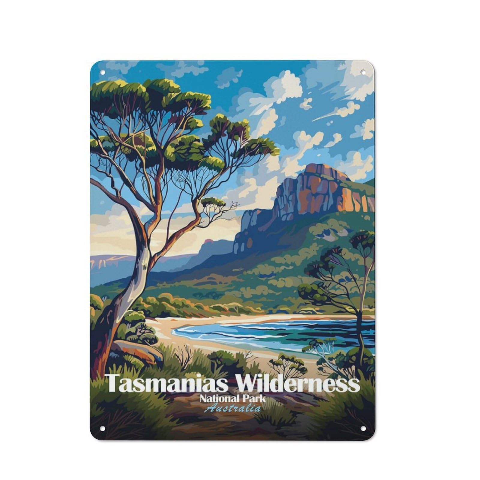 Junmoney Style-23 Tasmanian Wilderness National Park Australia Workshop Style Metal Wall Decor 40X30cm, Garage Metal Sign For Workshop, Basement, Shed Or Games Room
