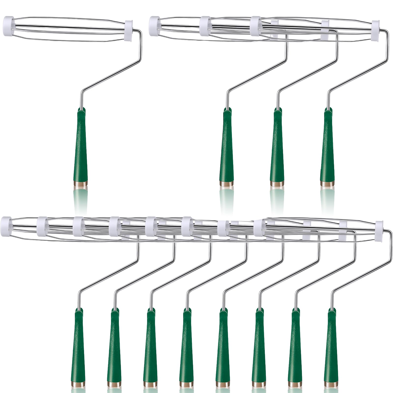 Gerrii Lot de 12 rouleaux de peinture de 22,9 cm avec 5 pinceaux métalliques pour murs et maisons (vert)
