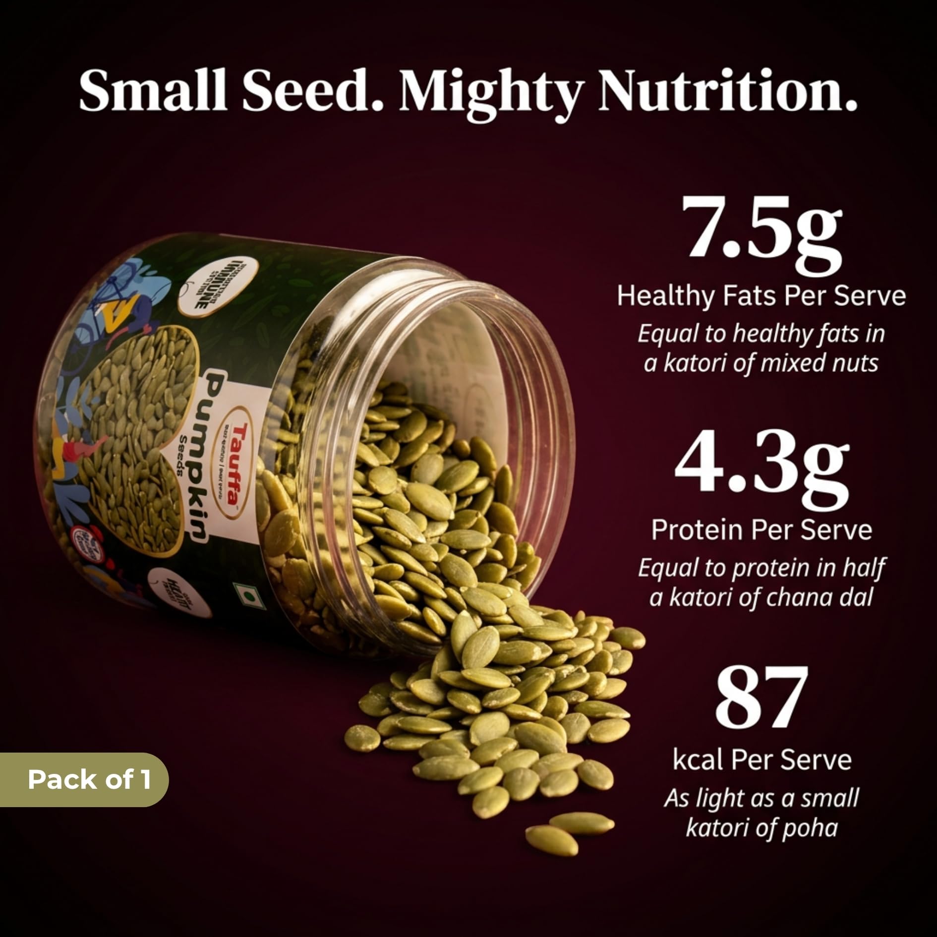 Tauffa Premium Raw Pumpkin Seeds 250g | AAA Grade Kaddu Beej | Handpicked Unroasted Seeds for Eating | High in Protein & Fibre | Healthy Snack 1