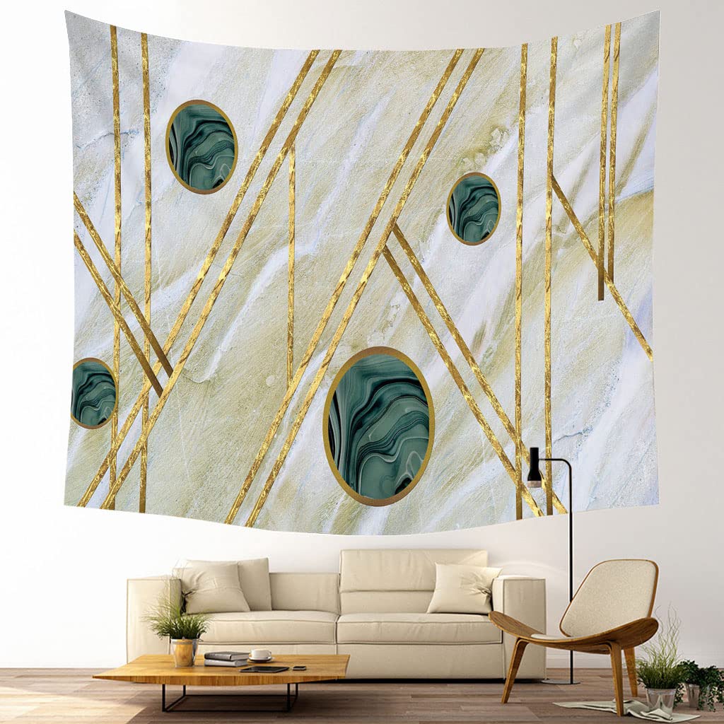 Tapiz Tela Pequeño De Suelo para Piscinas Rectangulares Oro Arte Geométrico Textura Mármol Tapices Indios Pared Paisajes para Decoración Sala Estar del Dormitorio 59x59 Inches