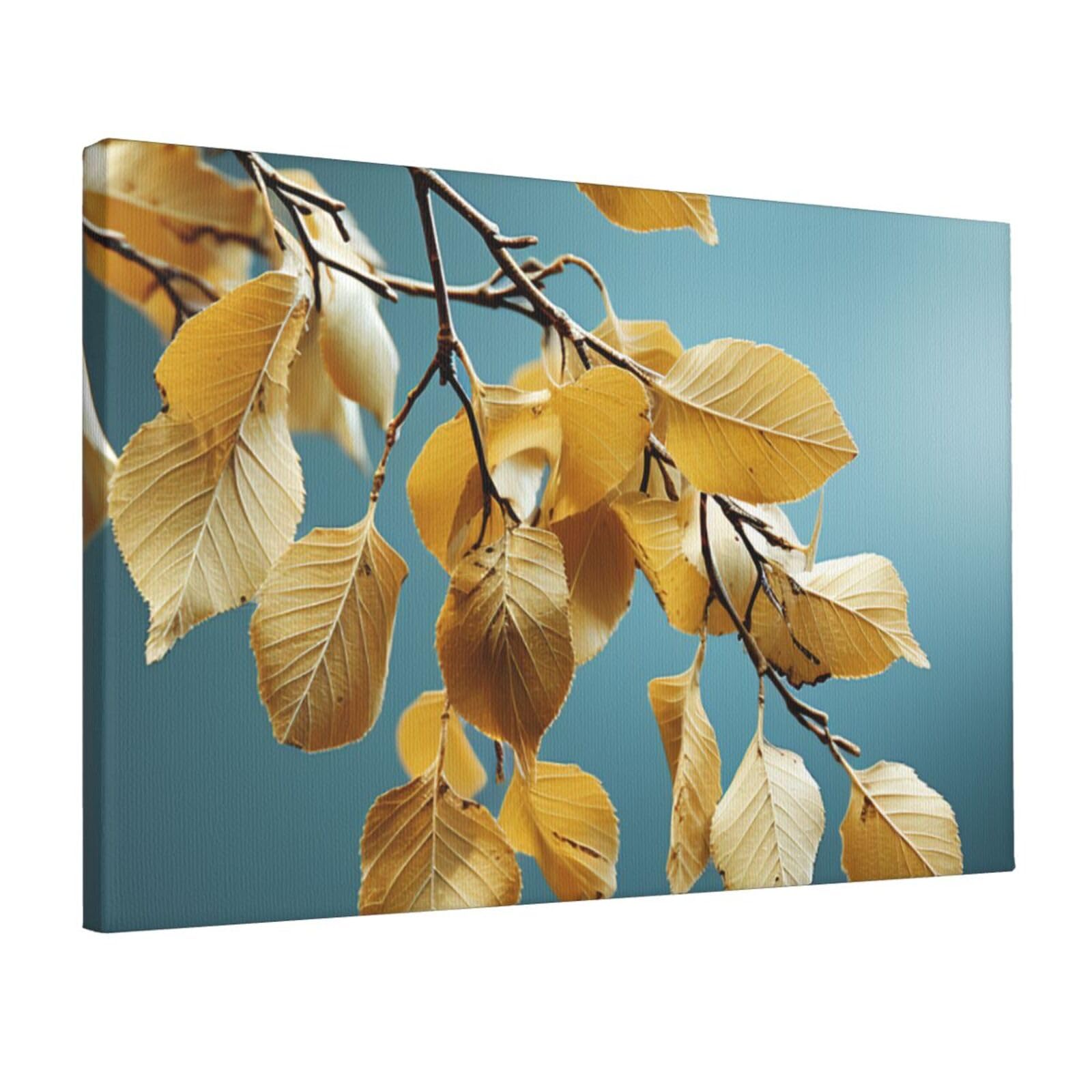 KLOPH Birch leaves Canvas Wall Art for Living Room 12"x18" Modern Artwork Painting for Bathroom Hanging Canvas Prints Aesthetic Wallart for Bedroom Kitchen Office Wall Decor