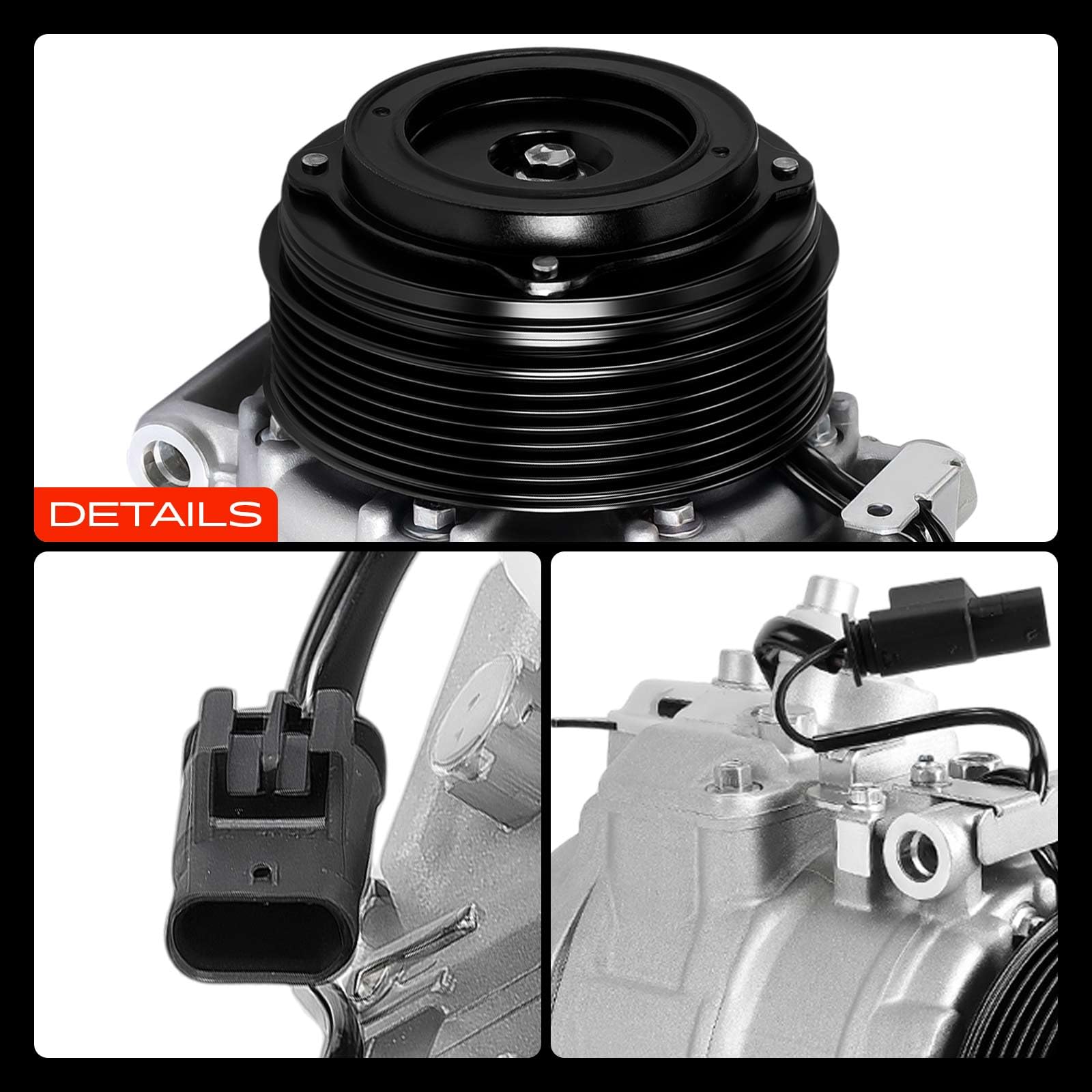 Frankberg Compresor de aire acondicionado 3 Polos Compatible con Clase S V222 W222 X222 S500 S63 4.7L-5.5L 2013-2017 Sprinter 3,5-T B906 310-316 2.1L 2006-2018 Replace# 0008306300