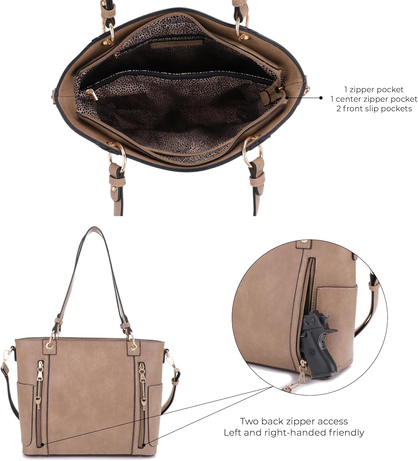 JESSIE & JAMES | Austin Whipstitching Concealed Carry Tote Bag with Lock and Key, Top Handle CCW Purse | Whipstitching, Concealed Carry, with Lock and Key, Top Handle, CCW